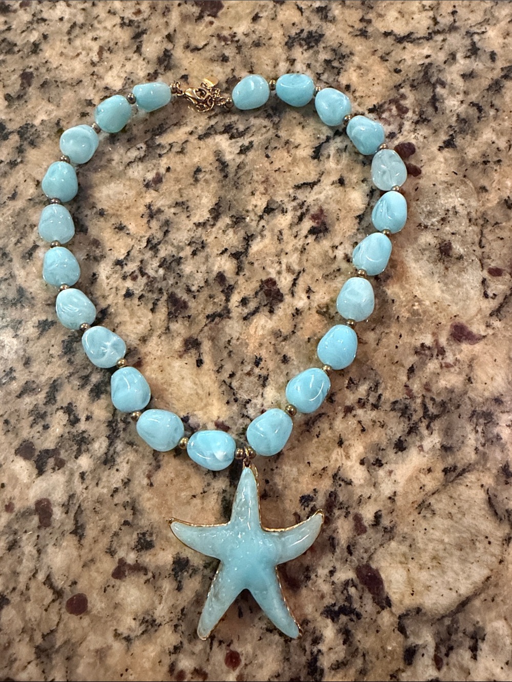 Turquoise Starfish Pendant Beaded Necklace - Women's Jewelry